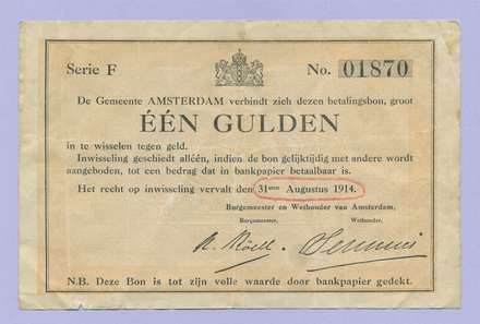 1 Gulden 1914 Noodgeld WW I Amsterdam | Laurens Schulman bv
