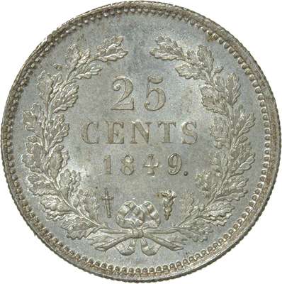25 Cent 1849 | Laurens Schulman BV. LSch.412c (533c)  Met schuine 9