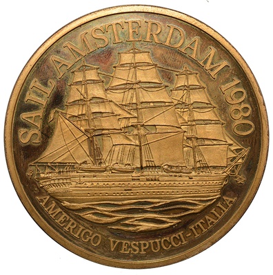 1980. Sail Amsterdam, Amerigo Vespucci-Italia. This medal is for sale at Laurens Schulman BV.