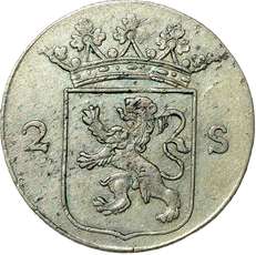 2 Stuiver of dubbeltje 1799 - Bataafse Republiek - Laurens Schulman BV. Provincie Utrecht. LSch.108 (Sch. 105).
