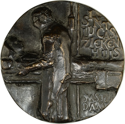 1975. St. Lucas ziekenhuis Amsterdam | Laurens Schulman BV. Bronzen penning, Medicina in Nummis, Eric Claus