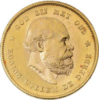 10 Gulden of gouden tientje 1879 over 1877 | Laurens Schulman BV. LSch.434a (Sch.552a)