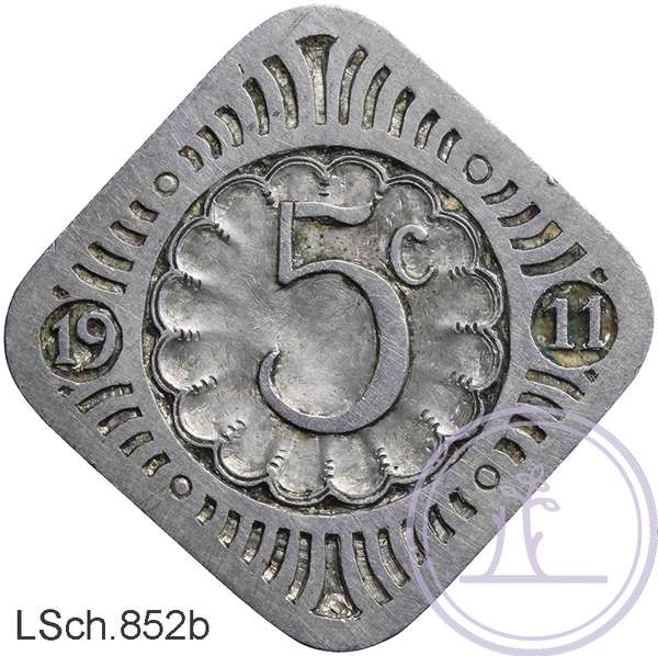 LSch.852b-5 cent 1911 ontwerp-3 rozetten-18 mm HNM-06049b