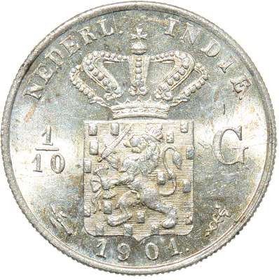 1/10 Gulden 1901 | Laurens Schulman BV. Scho.831. Nederlands Oost Indië. Wilhelmina