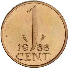 1 Cent 1966 | Laurens Schulman BV. Juliana, brilliant proof, LSch.1105 (1251b)﻿. Mmt Vis