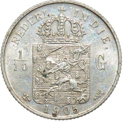 1/10 Gulden 1905 | Laurens Schulman BV. Scho.835. Nederlands Oost Indie